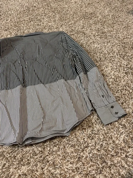 NWT -Worthington Black and White Striped Button-Down Shirt large - Picture 7 of 9